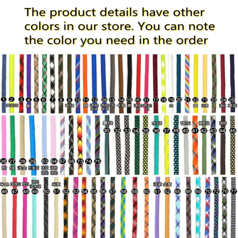 550 Military 50M/100M 7-Core Paracord Rope 4mm Outdoor Polyester Parachute Cord Camping Survival Umbrella Tent Bundle
