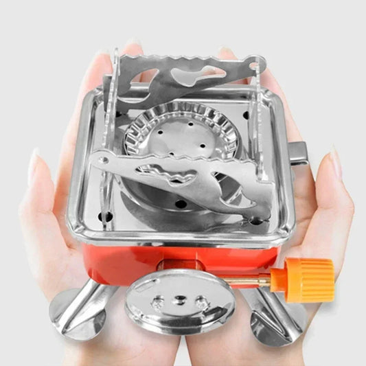 New Can Foldable Windproof Outdoor Gas Stove, Suitable for Backpacking, Camping, Hiking, Picnicking and Barbecuing