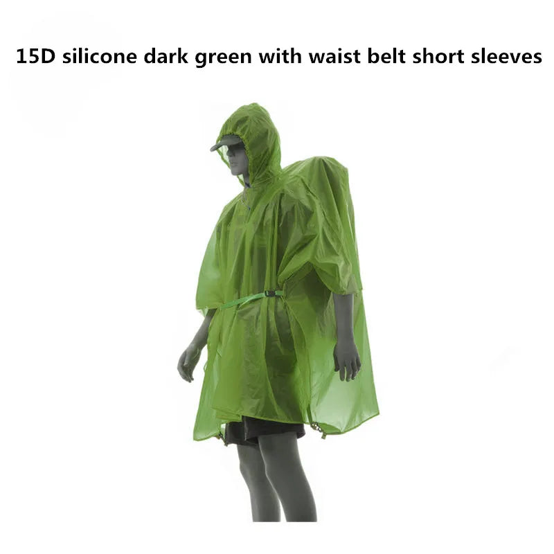 FLAME'S CREED 223G Single Person Ultralight Hiking Cycling Raincoat Outdoor Awning Camping Tarp Sun Shelter 15D Silicone Green
