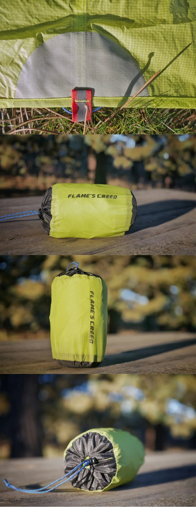 FLAME'S CREED 223G Single Person Ultralight Hiking Cycling Raincoat Outdoor Awning Camping Tarp Sun Shelter 15D Silicone Green