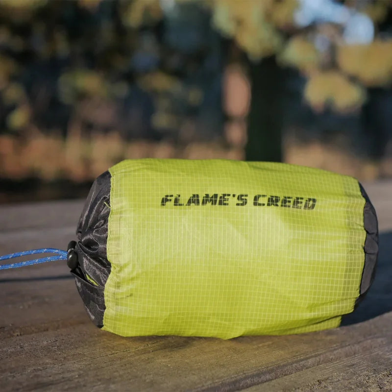 FLAME'S CREED 223G Single Person Ultralight Hiking Cycling Raincoat Outdoor Awning Camping Tarp Sun Shelter 15D Silicone Green