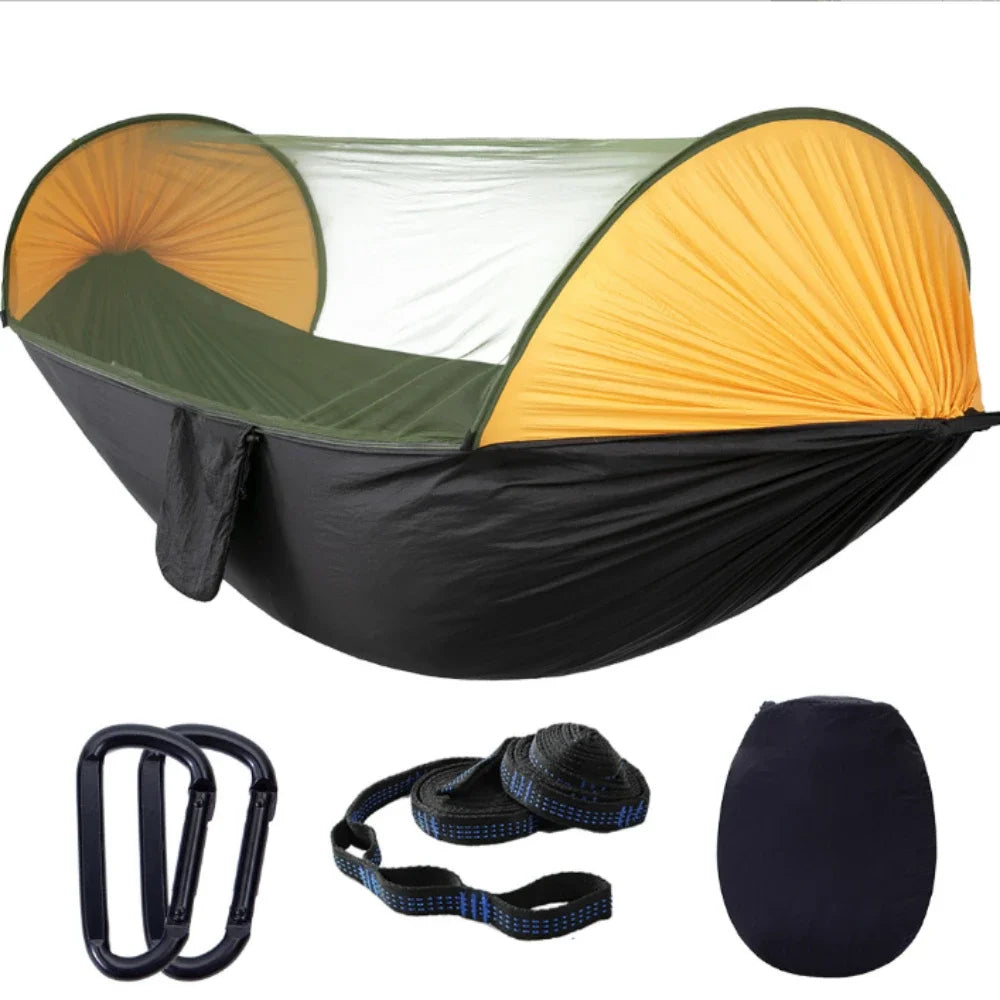 Camping Hammocks Mosquito Net Pop-Up Light Portable Outdoor Parachute Hammocks Swing Sleeping Hammock Camping Stuff Hanging Beds