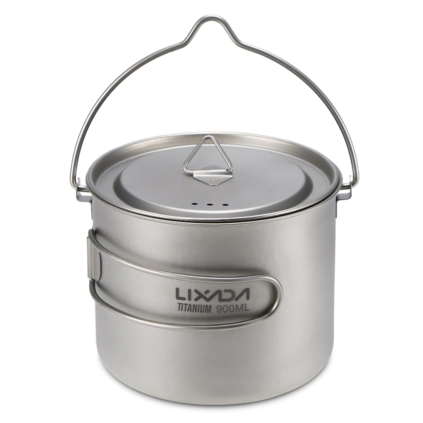 Lixada 900ml Titanium Cup Pot Ultralight Portable Cup Hanging Pot with Lid and Foldable Handle Outdoor Camping Backpacking