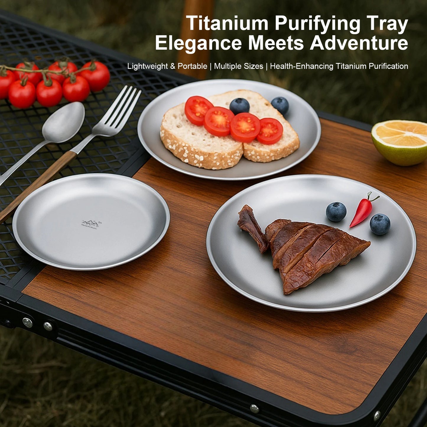 Titanium Purification Plate Portable Travel Tableware Lightweight Backcountry Dinnerware Rust Proof Outdoor Fruit Salad Plate