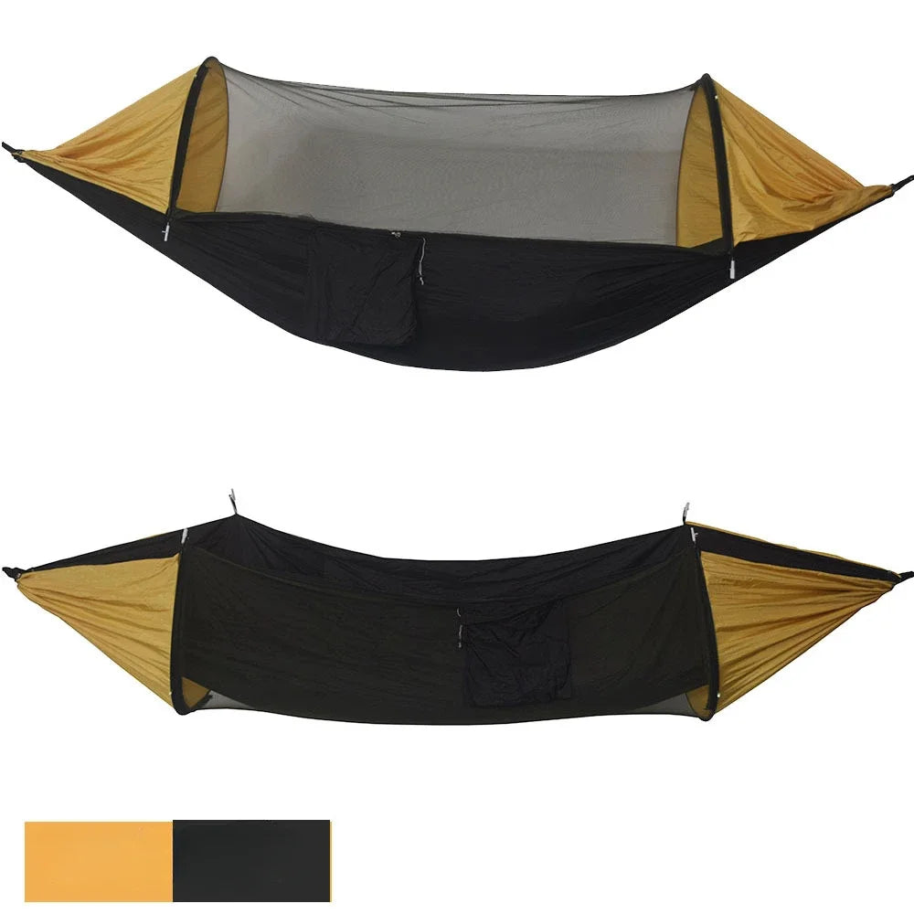 Camping Hammocks Mosquito Net Pop-Up Light Portable Outdoor Parachute Hammocks Swing Sleeping Hammock Camping Stuff Hanging Beds