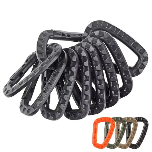 4/8/16pcs Tactical Plastic Carabiner Clip Keychain D-Shape Hard Spring Snap Gear Hook Outdoor Camping Hiking EDC Tools