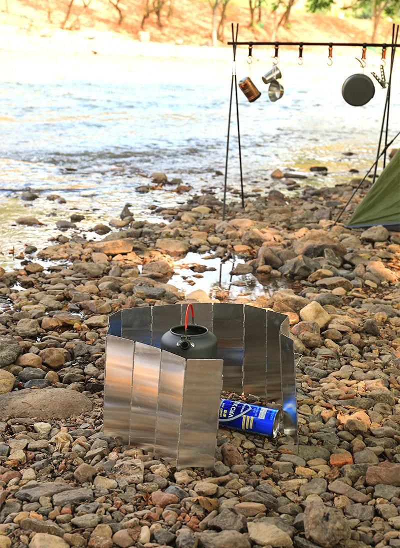 8/10/12/14/16Plates Stove Windscreen Aluminum Alloy Stove Wind shield with Drawstring Bag For Camping Burner Windproof Screen