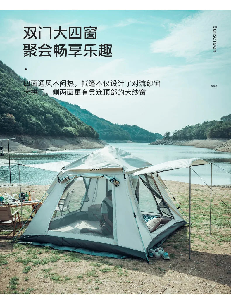AOTU 4-5 People Outdoor Automatic Quick Open Tent  Waterproof Camping Tent Family Instant Setup Tent with Carring Bag