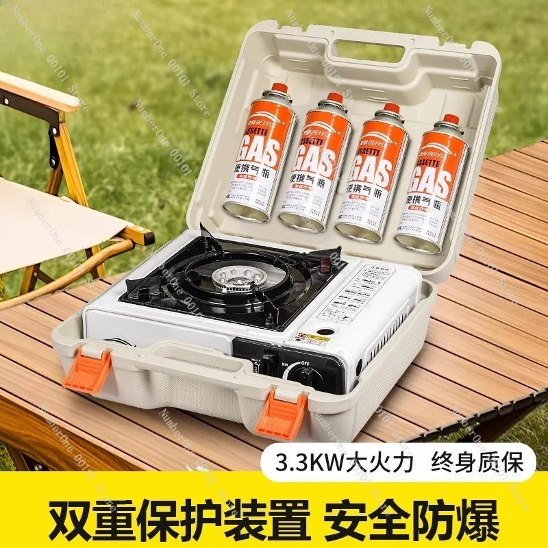 Magnetic Portable Gas Stove, Outdoor Cooking Stove Set with Gas Tank, Cooking Utensils, Gas Stove for Camping and Hiking Meals
