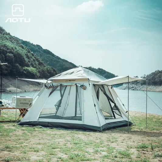 AOTU 4-5 People Outdoor Automatic Quick Open Tent  Waterproof Camping Tent Family Instant Setup Tent with Carring Bag