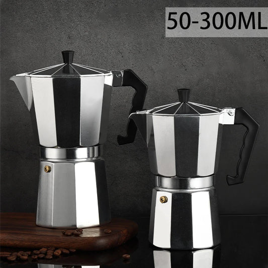 50/100/150/300ml  Aluminum Moka Pot Coffee Maker Espresso Percolator Mocha Kettle Heater Home Household or Outdoor Camping Tools
