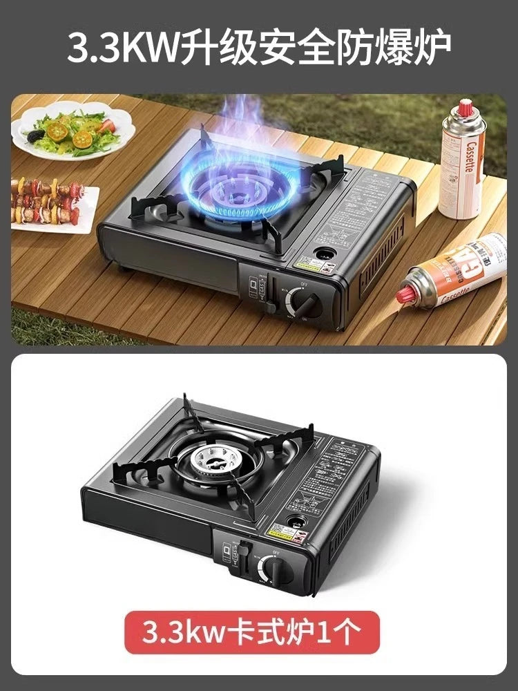 Magnetic Portable Gas Stove, Outdoor Cooking Stove Set with Gas Tank, Cooking Utensils, Gas Stove for Camping and Hiking Meals