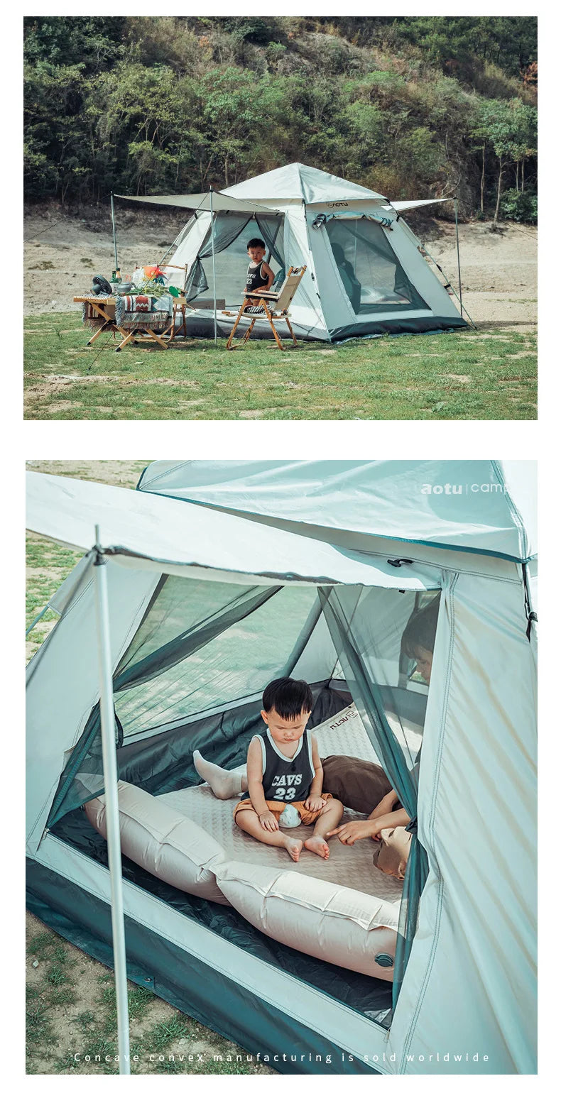 AOTU 4-5 People Outdoor Automatic Quick Open Tent  Waterproof Camping Tent Family Instant Setup Tent with Carring Bag