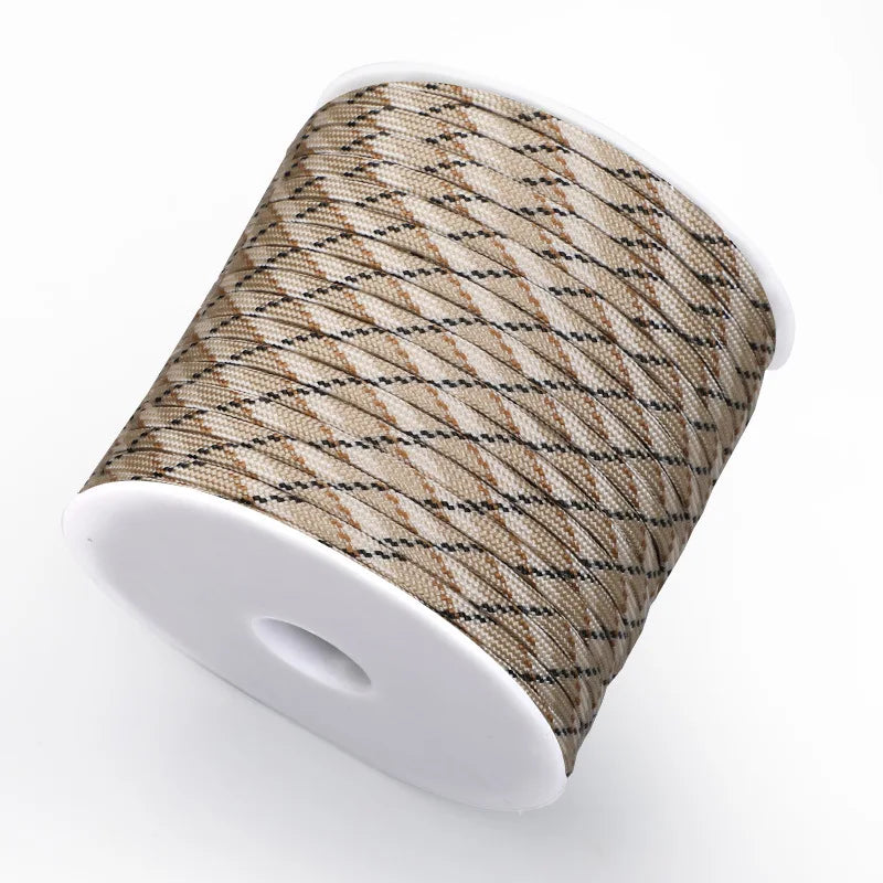 550 Military 50M/100M 7-Core Paracord Rope 4mm Outdoor Polyester Parachute Cord Camping Survival Umbrella Tent Bundle