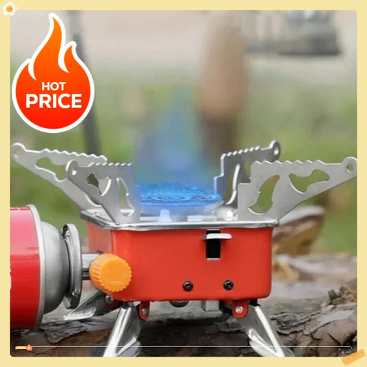 New Can Foldable Windproof Outdoor Gas Stove, Suitable for Backpacking, Camping, Hiking, Picnicking and Barbecuing
