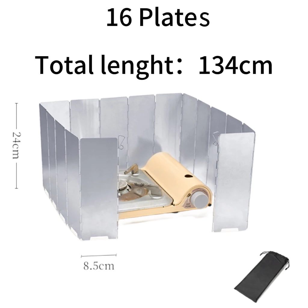 8/10/12/14/16Plates Stove Windscreen Aluminum Alloy Stove Wind shield with Drawstring Bag For Camping Burner Windproof Screen