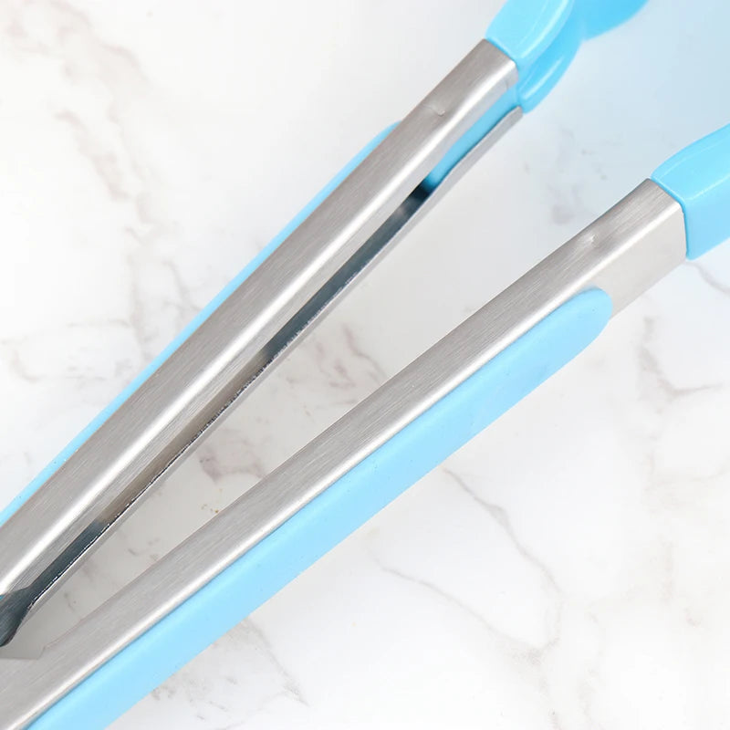 1Pcs 7inch Stainless Steel Food Clip BBQ Grill Steak Food Clip Non-slip Handle Bread Tong Party Kitchen Cooking Accessories