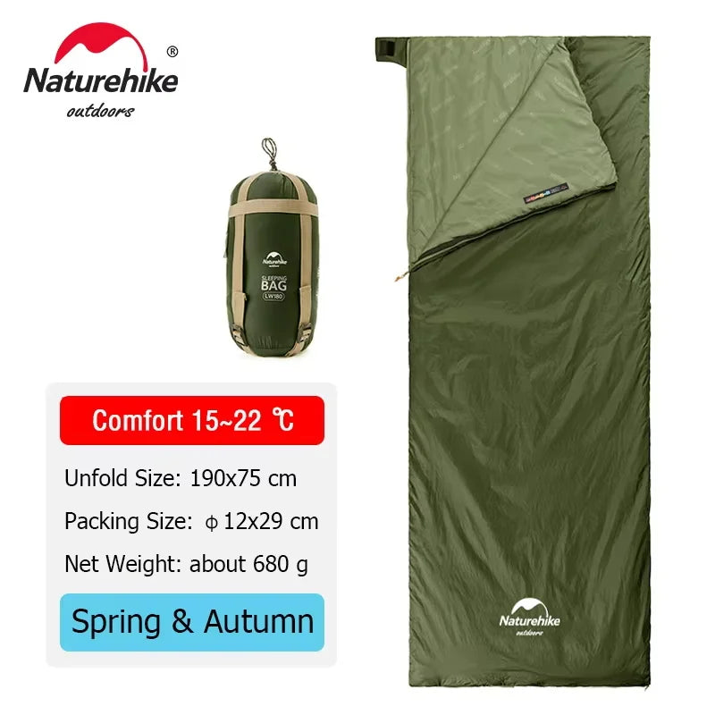 Naturehike LW180 Ultralight Sleeping Bag – Waterproof & Summer-Ready