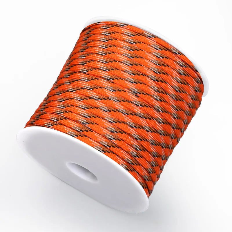 550 Military 50M/100M 7-Core Paracord Rope 4mm Outdoor Polyester Parachute Cord Camping Survival Umbrella Tent Bundle