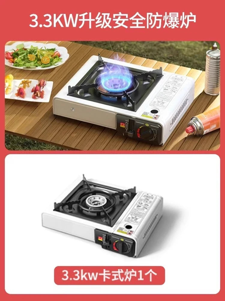 Magnetic Portable Gas Stove, Outdoor Cooking Stove Set with Gas Tank, Cooking Utensils, Gas Stove for Camping and Hiking Meals