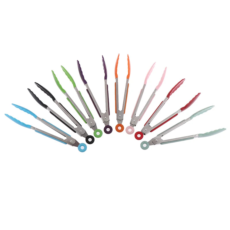 1Pcs 7inch Stainless Steel Food Clip BBQ Grill Steak Food Clip Non-slip Handle Bread Tong Party Kitchen Cooking Accessories