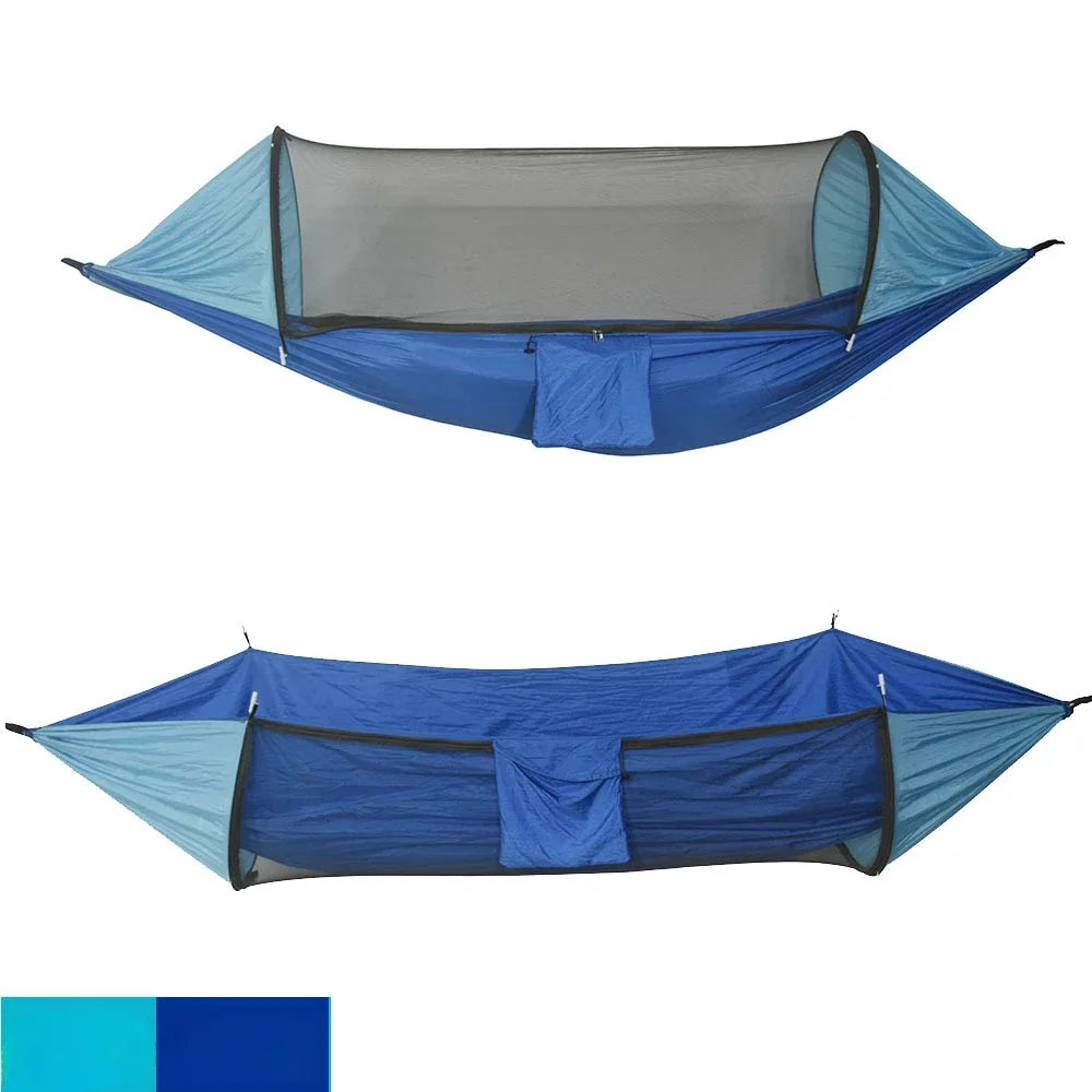 Camping Hammocks Mosquito Net Pop-Up Light Portable Outdoor Parachute Hammocks Swing Sleeping Hammock Camping Stuff Hanging Beds
