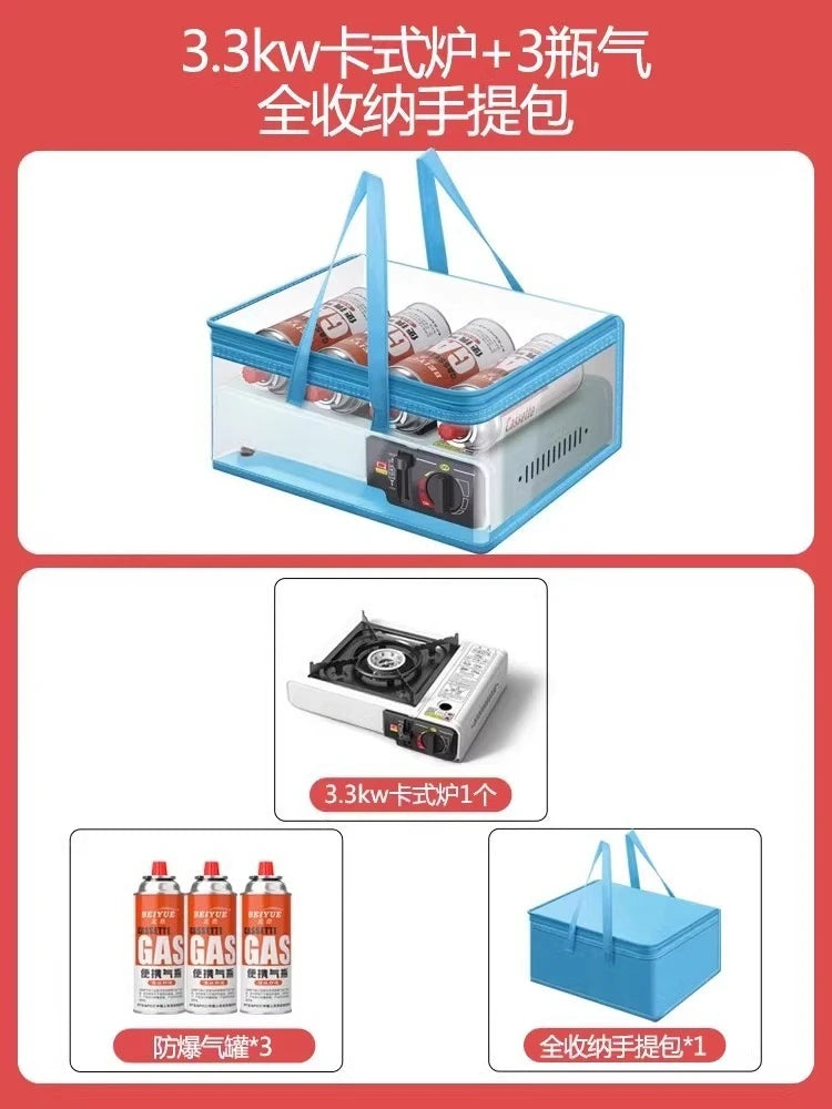 Magnetic Portable Gas Stove, Outdoor Cooking Stove Set with Gas Tank, Cooking Utensils, Gas Stove for Camping and Hiking Meals