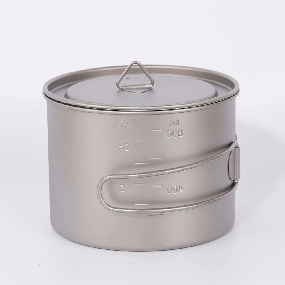 Lixada 900ml Titanium Cup Pot Ultralight Portable Cup Hanging Pot with Lid and Foldable Handle Outdoor Camping Backpacking