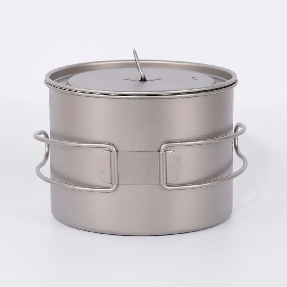 Lixada 900ml Titanium Cup Pot Ultralight Portable Cup Hanging Pot with Lid and Foldable Handle Outdoor Camping Backpacking