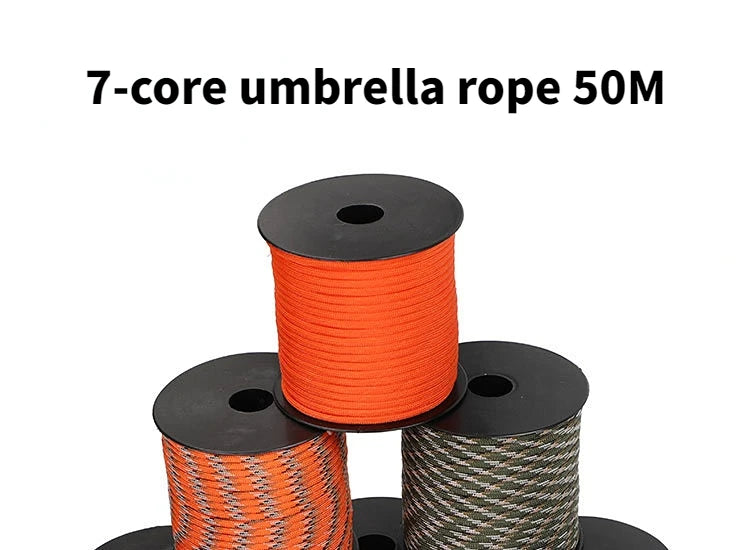 550 Military 50M/100M 7-Core Paracord Rope 4mm Outdoor Polyester Parachute Cord Camping Survival Umbrella Tent Bundle