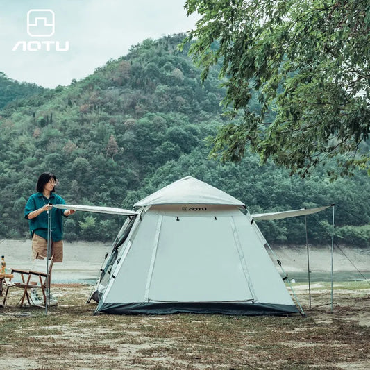 AOTU 4-5 People Outdoor Automatic Quick Open Tent  Waterproof Camping Tent Family Instant Setup Tent with Carring Bag