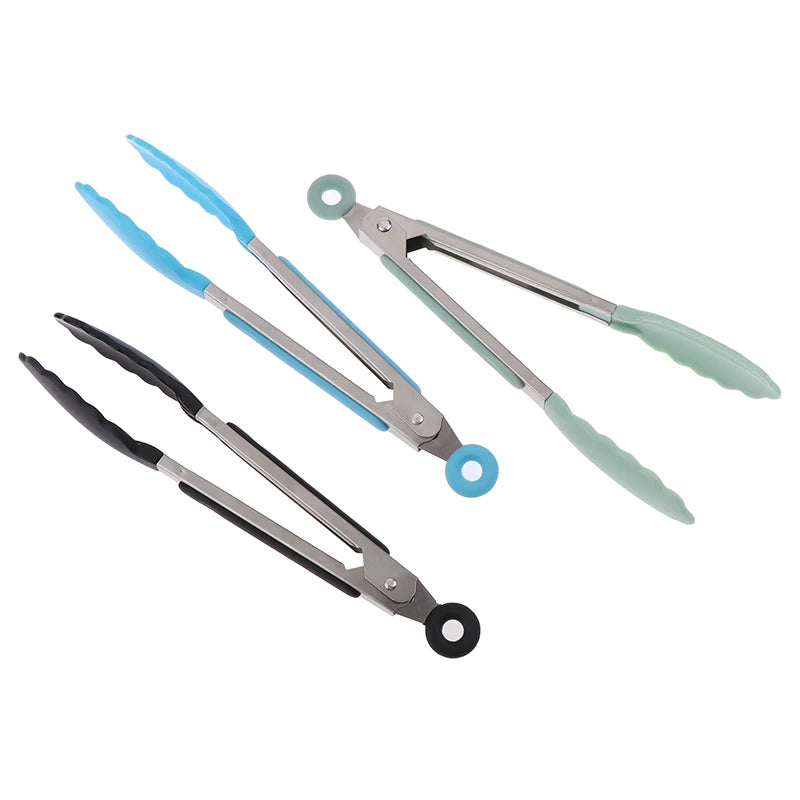 1Pcs 7inch Stainless Steel Food Clip BBQ Grill Steak Food Clip Non-slip Handle Bread Tong Party Kitchen Cooking Accessories