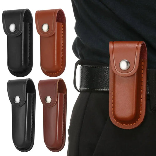 5 Styles Fold Knife Scabbard Tool Flashlight Belt Loop Case Holder Leather Sheath Pocket Hunt Camp Outdoor Carry Equipment