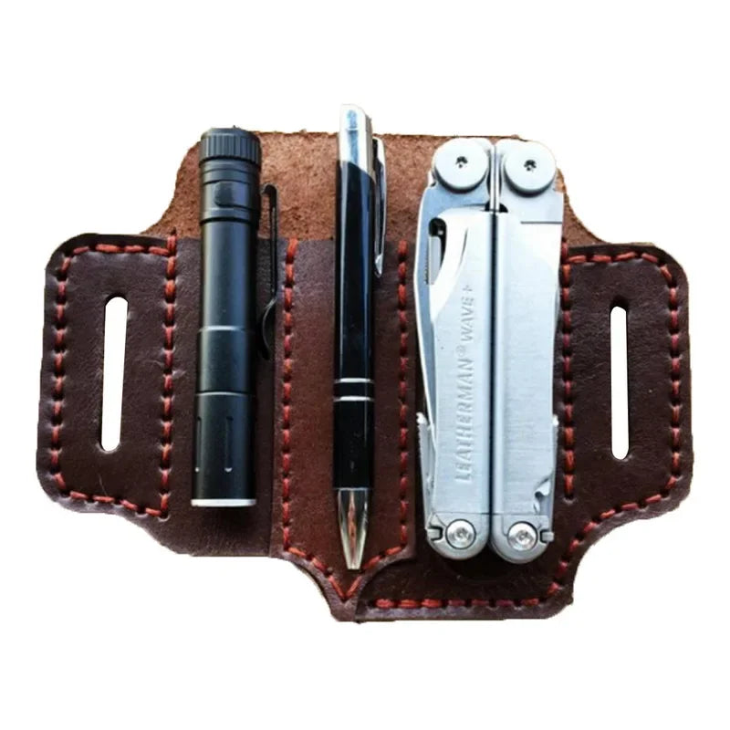 Leather Sheath for Leatherman Multitool Sheath EDC Pocket Organizer with Key Holder for Belt and Flashlight Camping Outdoor Tool