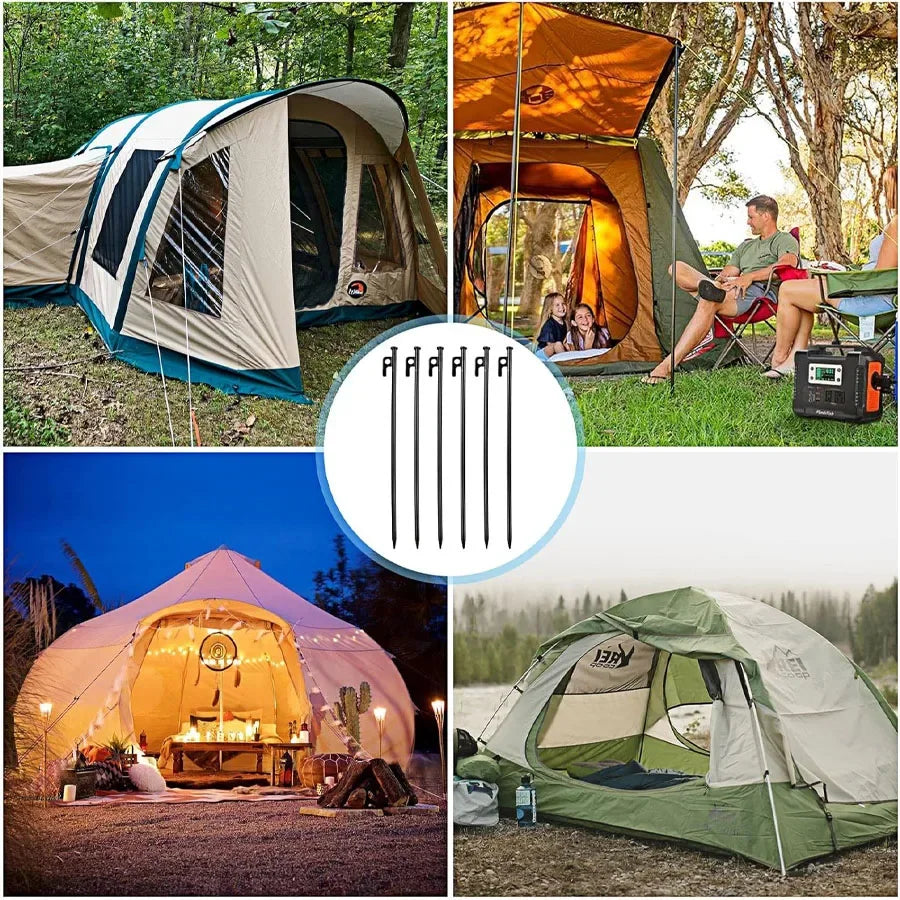2/4 Pack Heavy Duty Steel Tent Stakes - Unbreakable & Inflexible,Super Strong for Camping, Weatherproof,Rust-Resistant