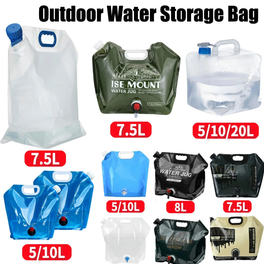 5/10/20L Outdoor Camping Travel Folding Bucket Camper Tourism Large Water Storage Container Foldable Water Bags Water Canister