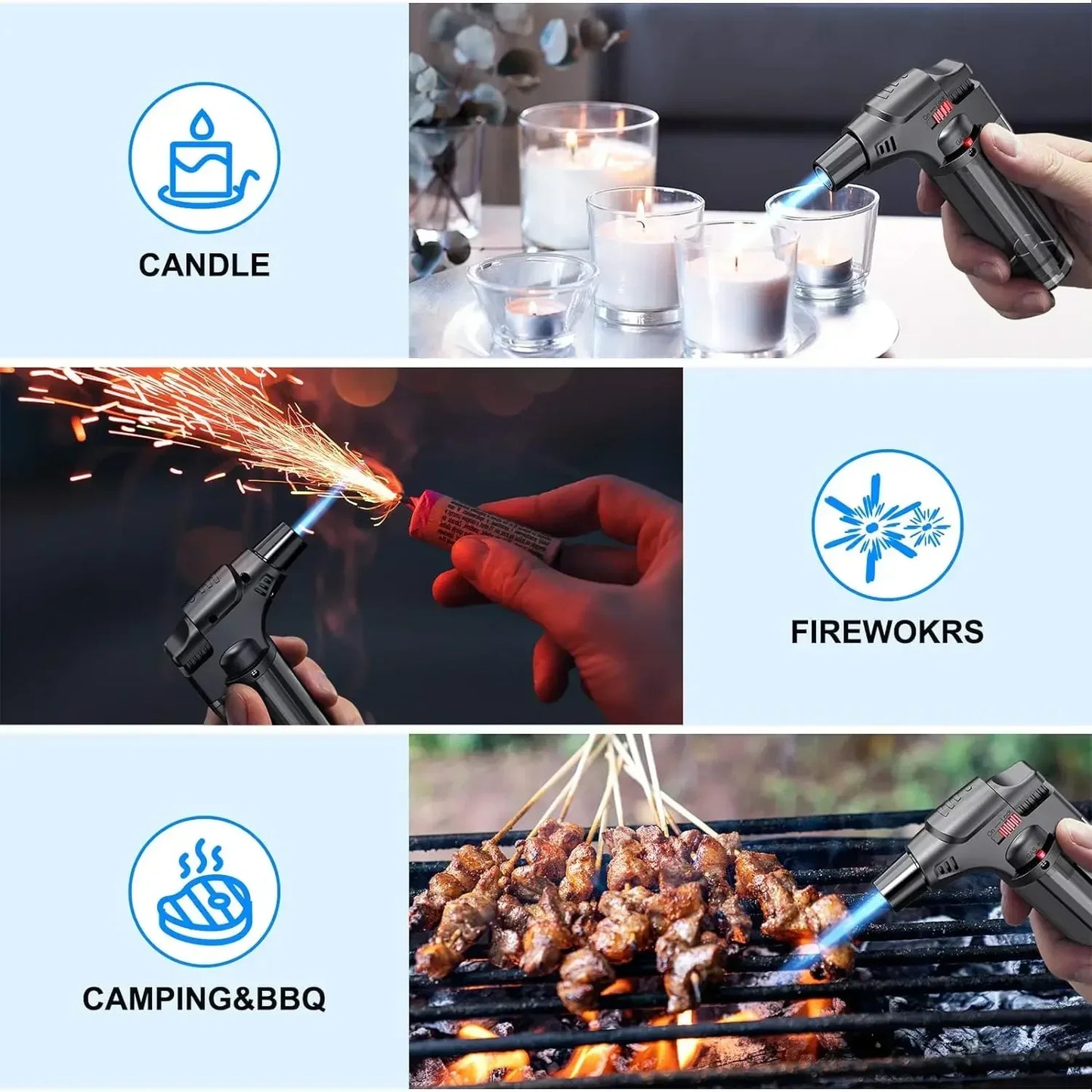 8-pack Torch Lighters,Windproof Lighters,Butane Gas Lighters Smoke Accessories,Outdoor Grilling Tools Kitchen Tools 2025 New