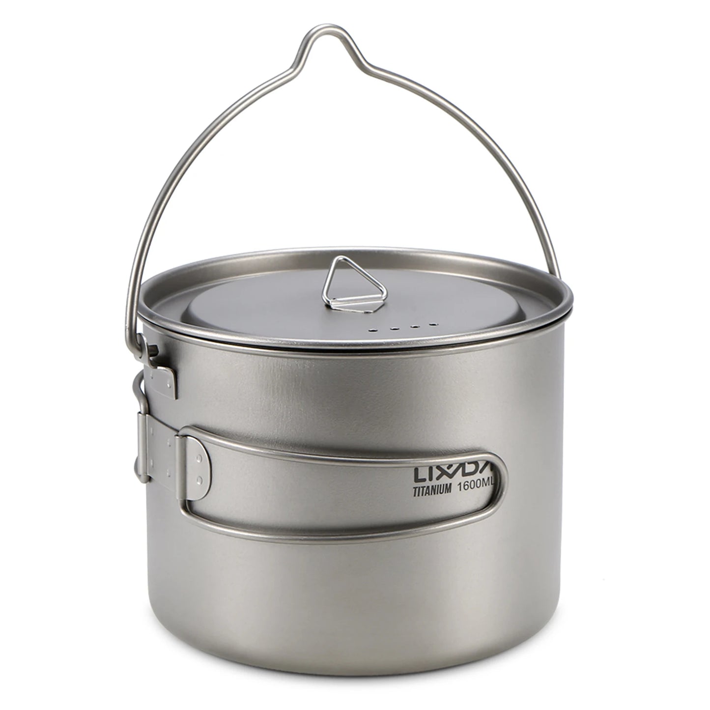 Lixada 900ml Titanium Cup Pot Ultralight Portable Cup Hanging Pot with Lid and Foldable Handle Outdoor Camping Backpacking