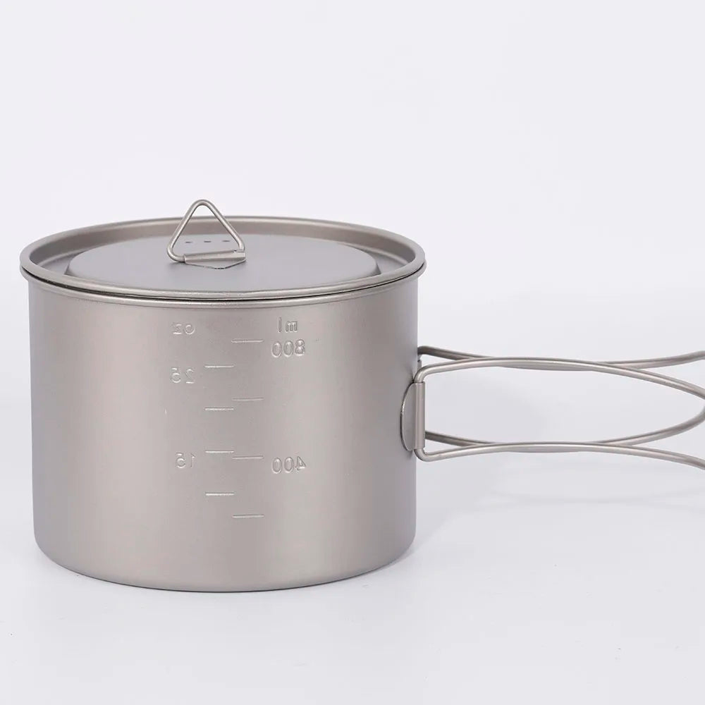 Lixada 900ml Titanium Cup Pot Ultralight Portable Cup Hanging Pot with Lid and Foldable Handle Outdoor Camping Backpacking