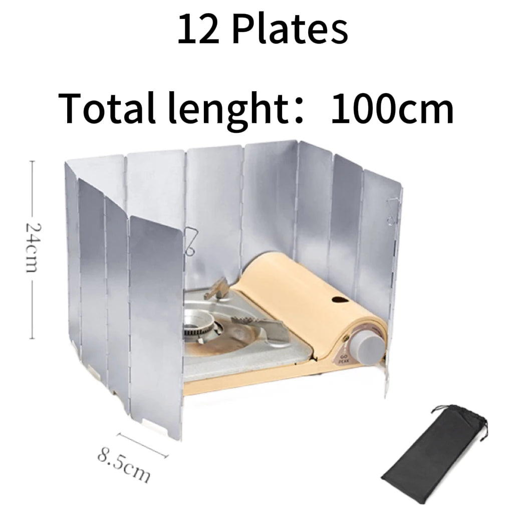 8/10/12/14/16Plates Stove Windscreen Aluminum Alloy Stove Wind shield with Drawstring Bag For Camping Burner Windproof Screen