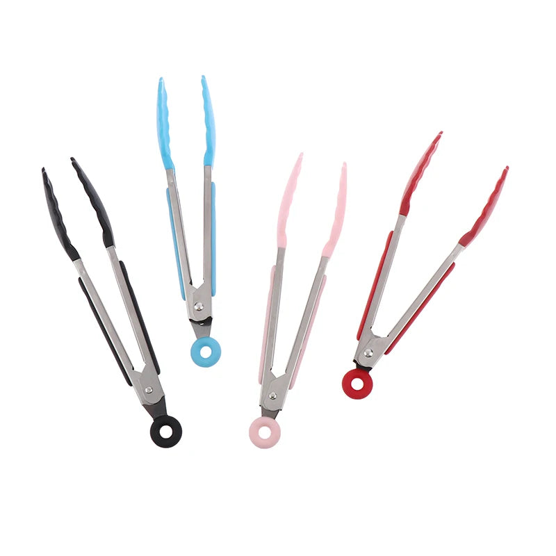 1Pcs 7inch Stainless Steel Food Clip BBQ Grill Steak Food Clip Non-slip Handle Bread Tong Party Kitchen Cooking Accessories