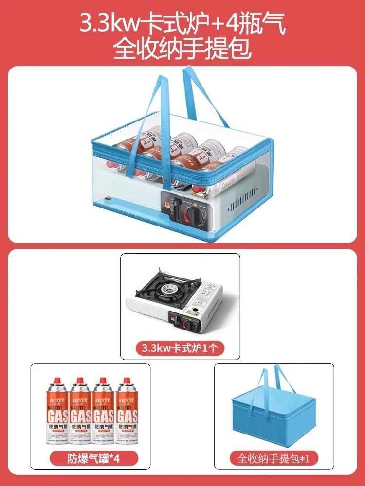 Magnetic Portable Gas Stove, Outdoor Cooking Stove Set with Gas Tank, Cooking Utensils, Gas Stove for Camping and Hiking Meals