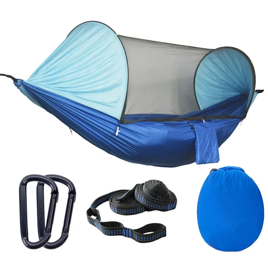 Camping Hammocks Mosquito Net Pop-Up Light Portable Outdoor Parachute Hammocks Swing Sleeping Hammock Camping Stuff Hanging Beds