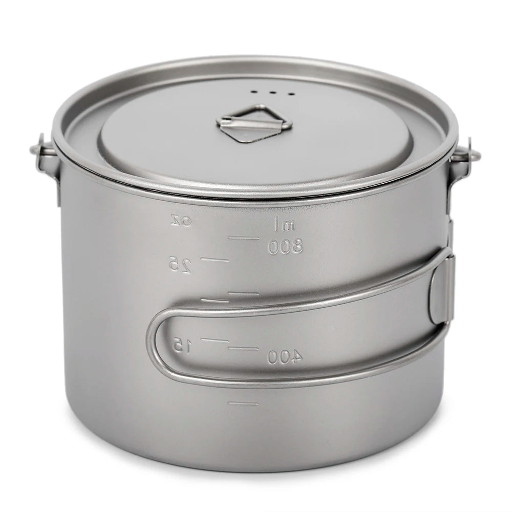 Lixada 900ml Titanium Cup Pot Ultralight Portable Cup Hanging Pot with Lid and Foldable Handle Outdoor Camping Backpacking