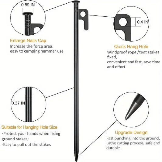 2/4 Pack Heavy Duty Steel Tent Stakes - Unbreakable & Inflexible,Super Strong for Camping, Weatherproof,Rust-Resistant