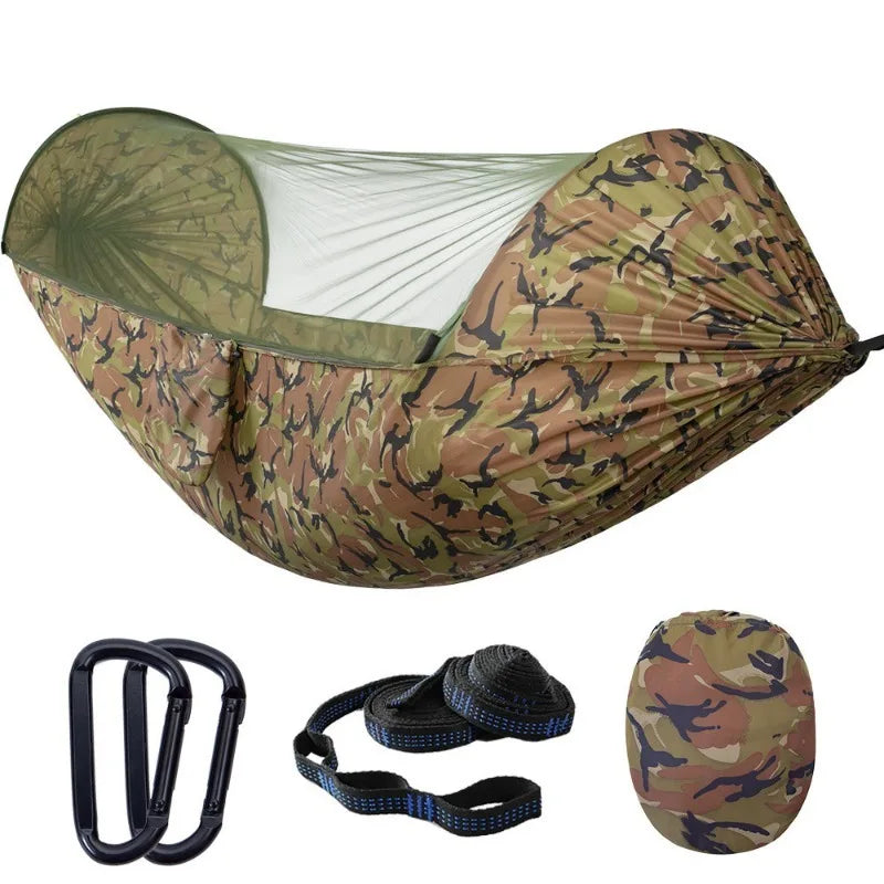 Camping Hammocks Mosquito Net Pop-Up Light Portable Outdoor Parachute Hammocks Swing Sleeping Hammock Camping Stuff Hanging Beds