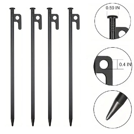 2/4 Pack Heavy Duty Steel Tent Stakes - Unbreakable & Inflexible,Super Strong for Camping, Weatherproof,Rust-Resistant