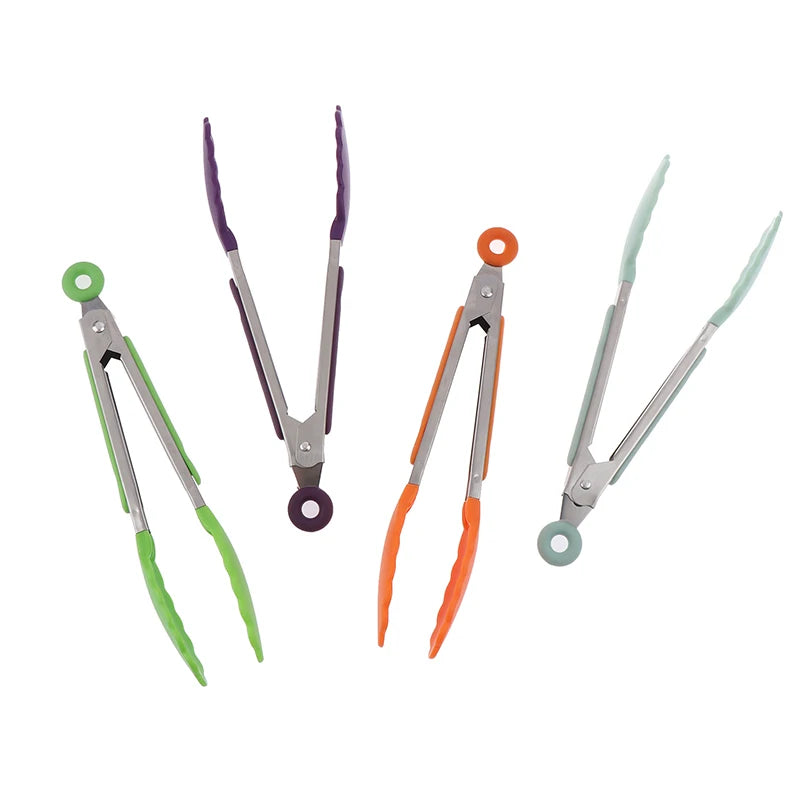 1Pcs 7inch Stainless Steel Food Clip BBQ Grill Steak Food Clip Non-slip Handle Bread Tong Party Kitchen Cooking Accessories