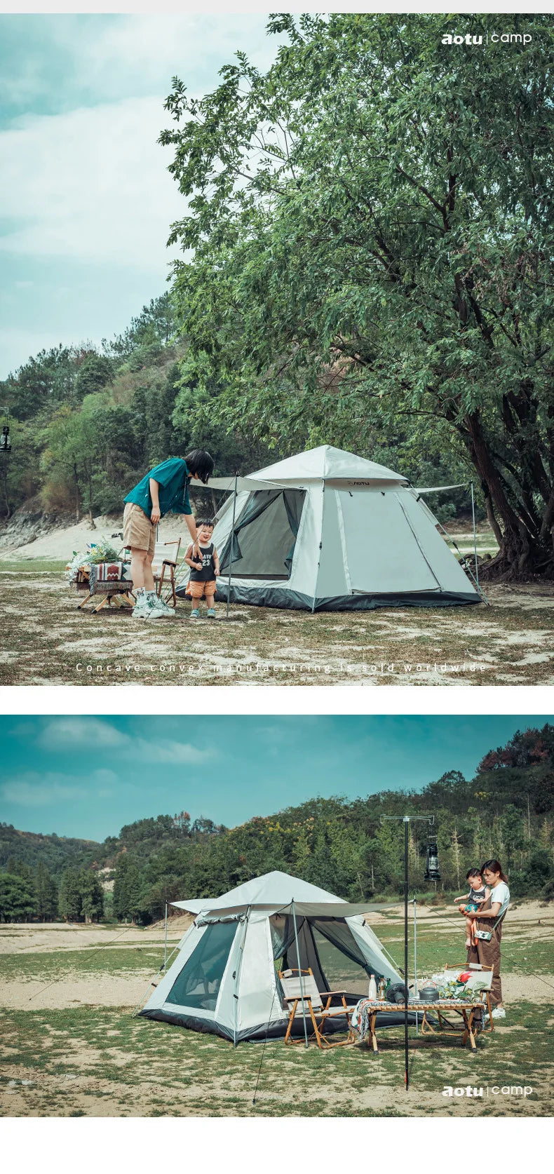 AOTU 4-5 People Outdoor Automatic Quick Open Tent  Waterproof Camping Tent Family Instant Setup Tent with Carring Bag