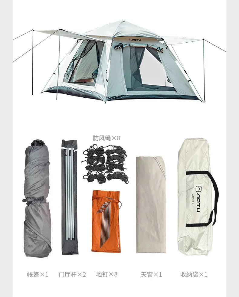 AOTU 4-5 People Outdoor Automatic Quick Open Tent  Waterproof Camping Tent Family Instant Setup Tent with Carring Bag